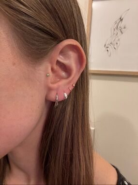 Sterling Silver Stud Earrings Silver hanging open